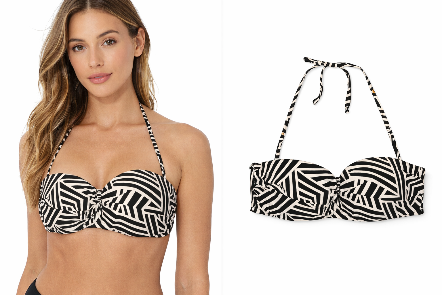 Strój kąpielowy - góra LASCANA biały/czarny