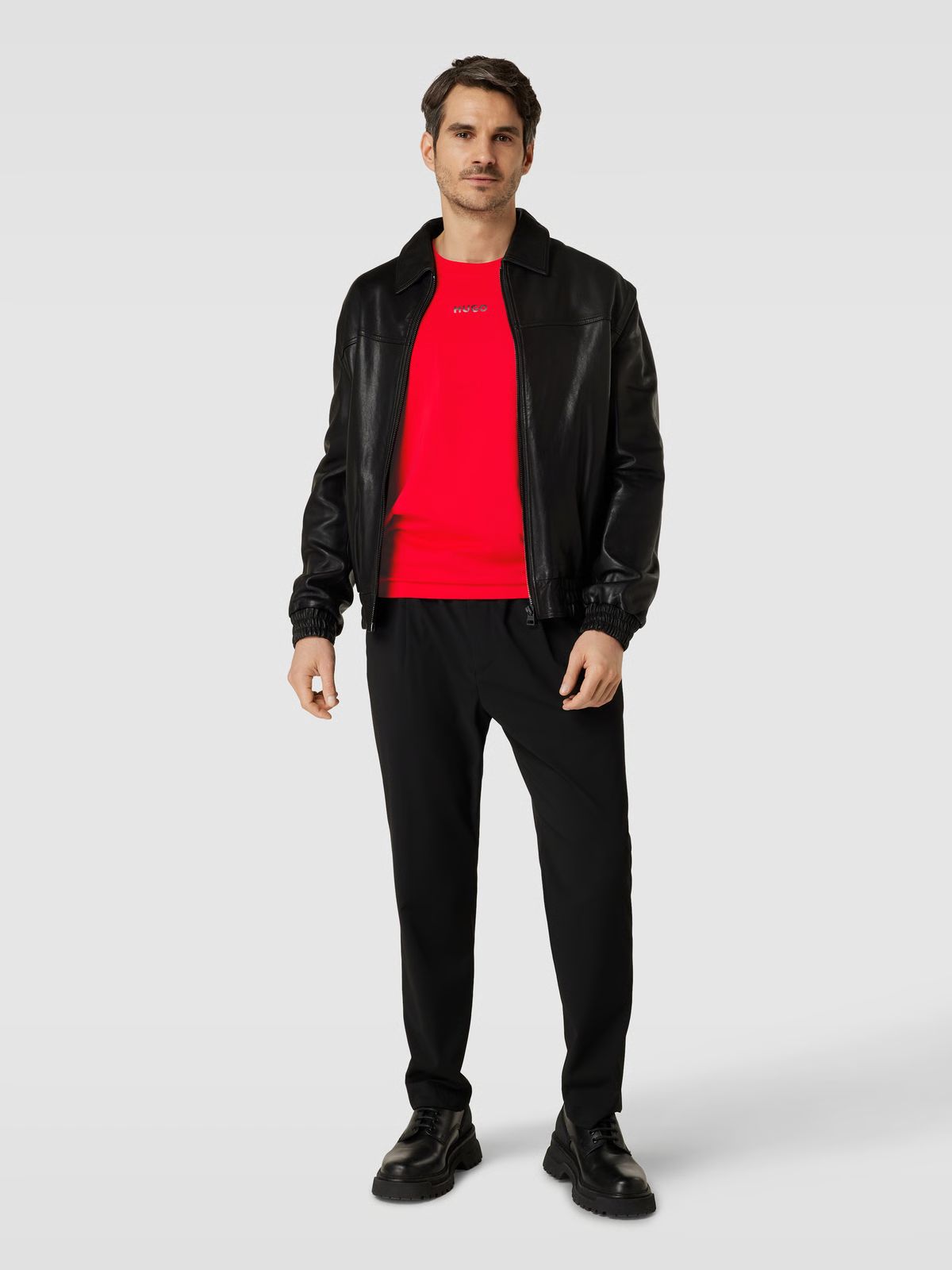 T-shirt o kroju oversize z nadrukiem z logo model 'Linked' - czerwony firmy HUGO