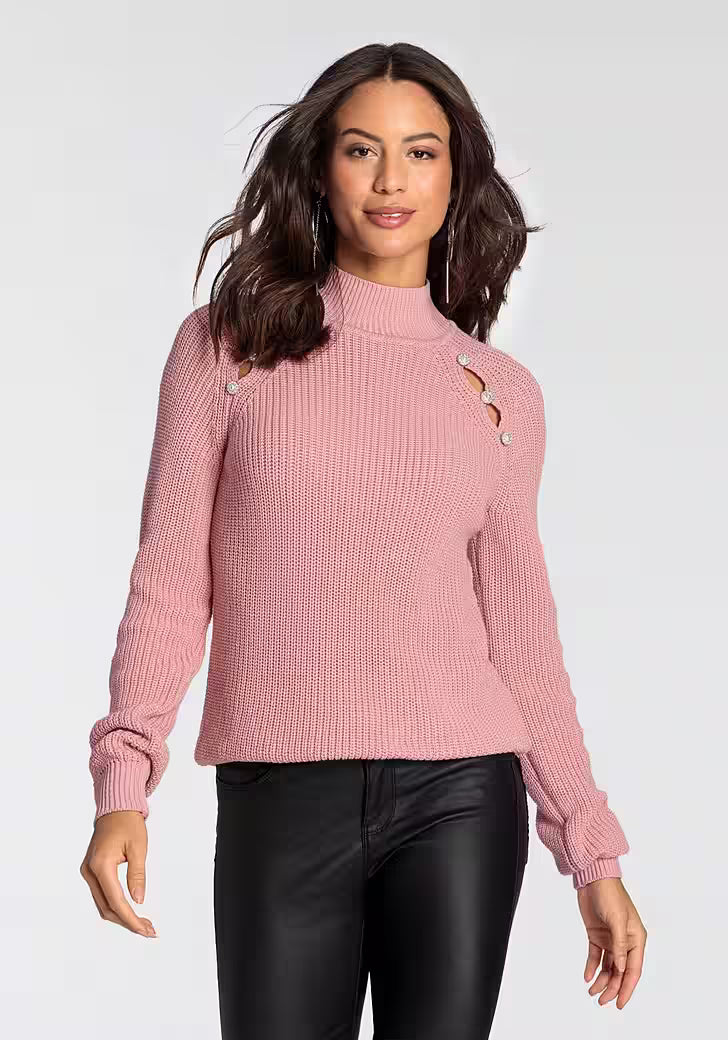 sweter ze stójką
 z wycięciami - NOWA KOLEKCJA