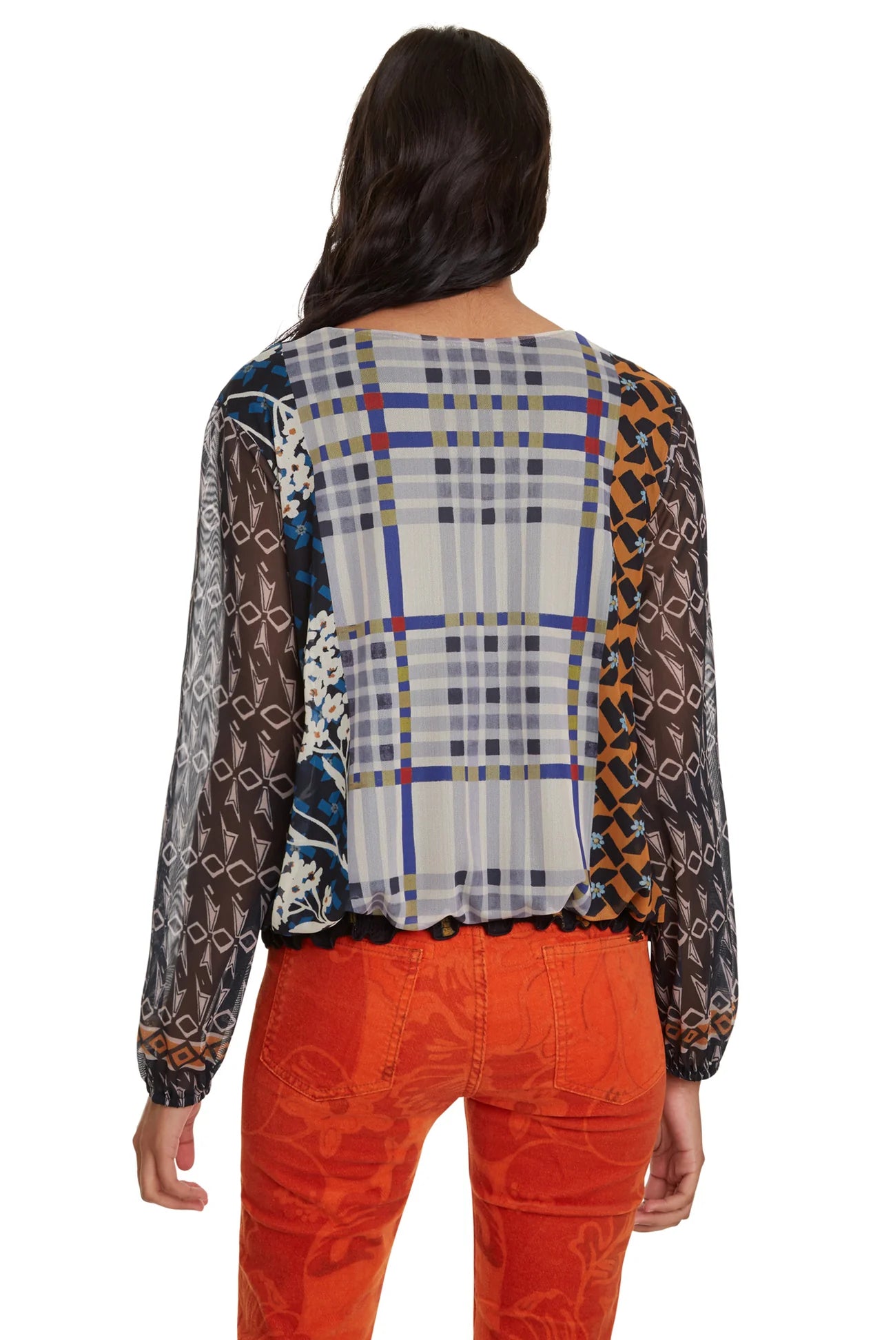 KOSZULKA Z SZYFONOWYM NADRUKIEM CHIARA Z RĘKAWAMI "XL"