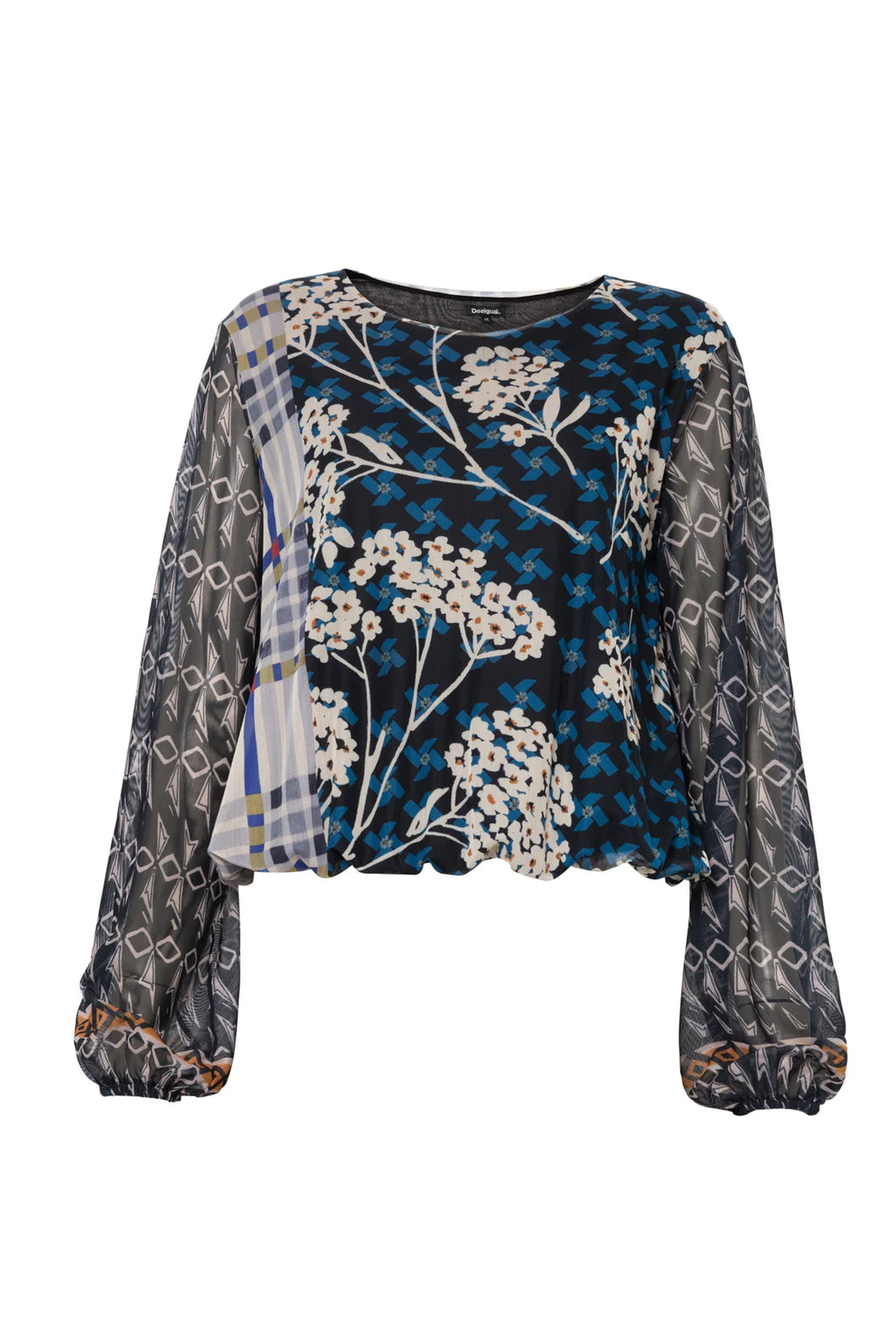 KOSZULKA Z SZYFONOWYM NADRUKIEM CHIARA Z RĘKAWAMI "XL"