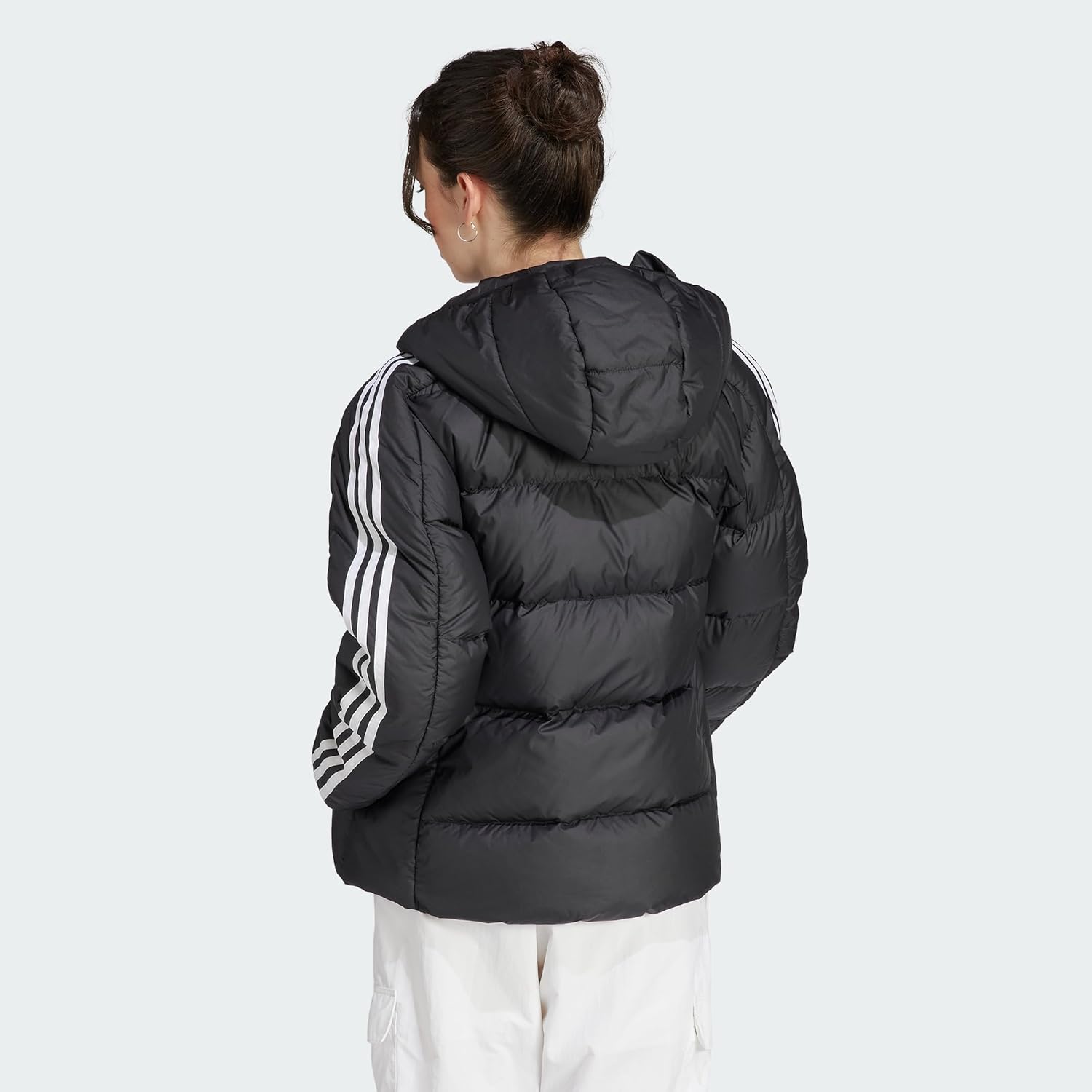 Kurtka adidas Kobiety Essentials 3-Stripes Mid Down Hooded Jacket, Black