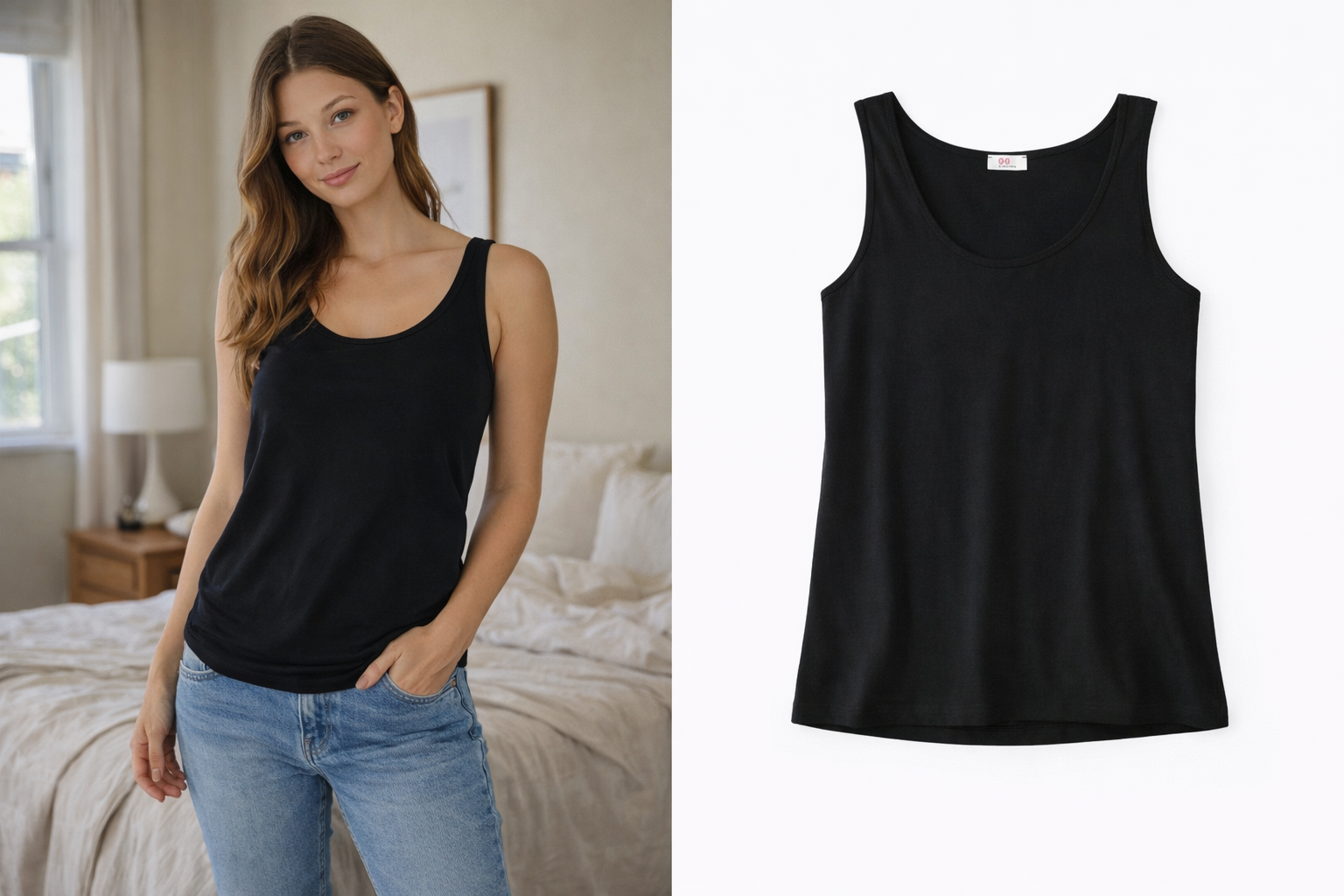 Czarna koszulka damska bez rękawów