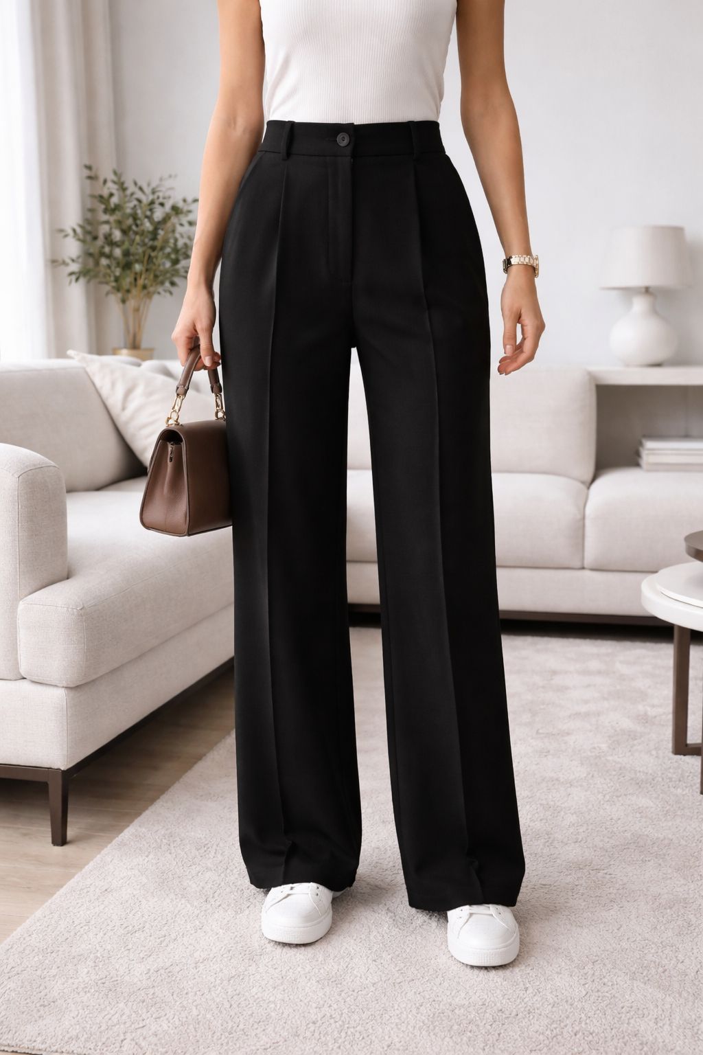 LAURA SCOTT Regularne spodnie plisowane w kolorze czarnym